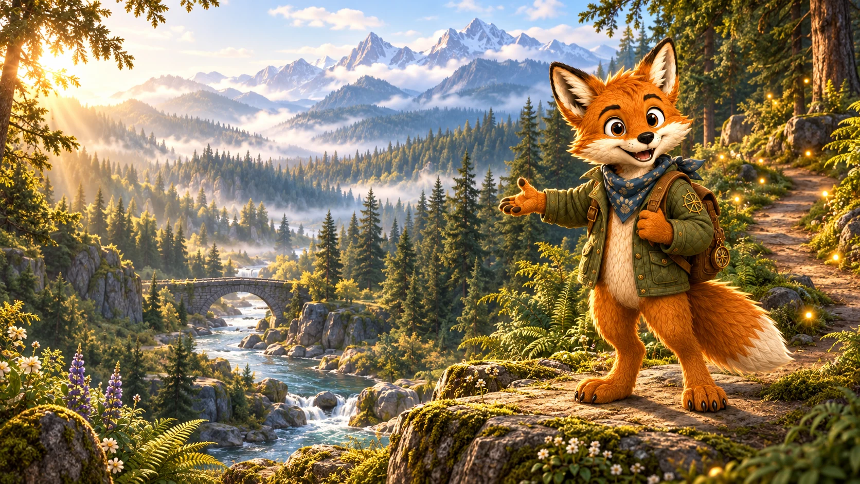 Foley overlooking a sweeping forest valley