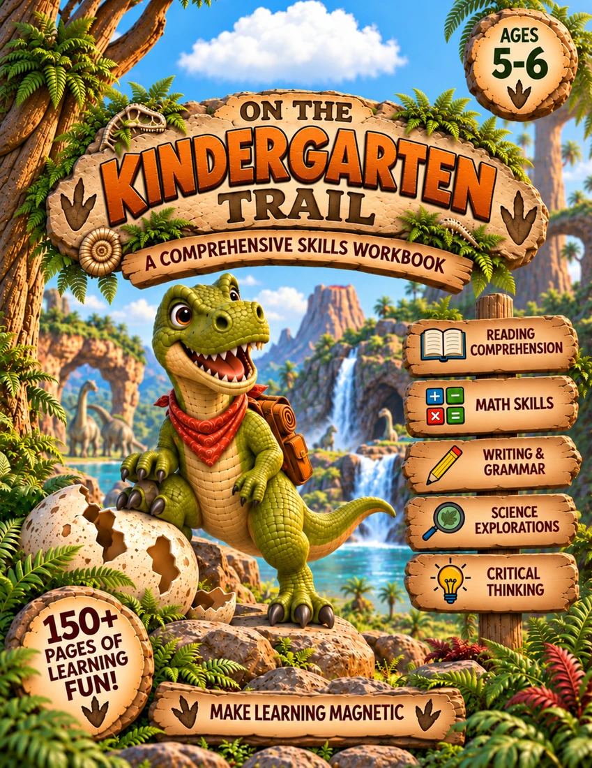 On the Kindergarten Trail, dinosaur World workbook cover