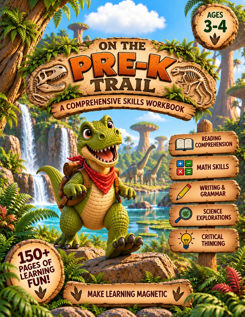 On the Pre-K Trail · Dinosaur World workbook cover