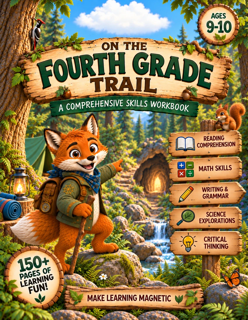 On the Fourth Grade Trail · Forest World workbook cover